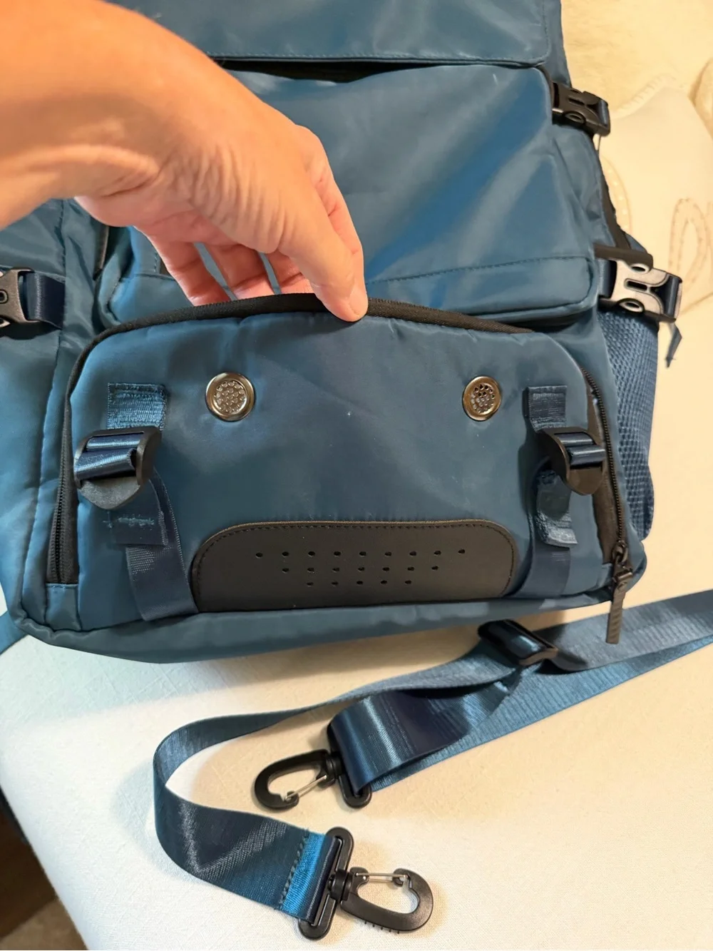 Blue Men's Travel Backpack with Multiple Compartments